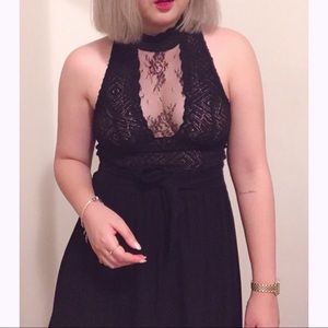 Free People Black Allover Lace Tank Top